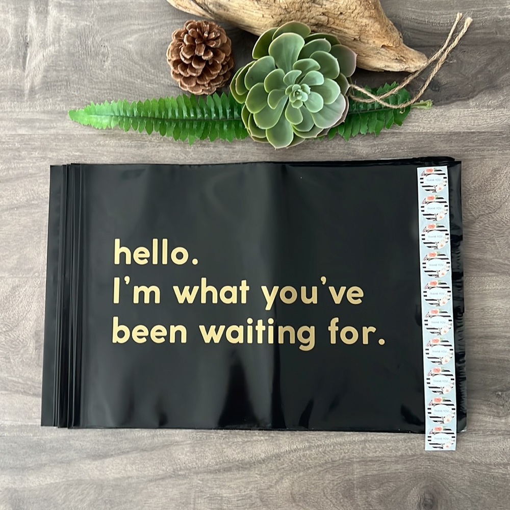 📦 3/$20 - 10 Polymailers - 10x13” + 10 FREE thank you stickers - hello